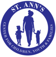Photo of St. Ann's Center's logo, blue on white background.