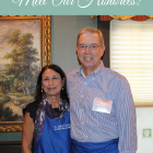 Photo of Judy and John Ritz serving as St. Ann's guest bartenders.