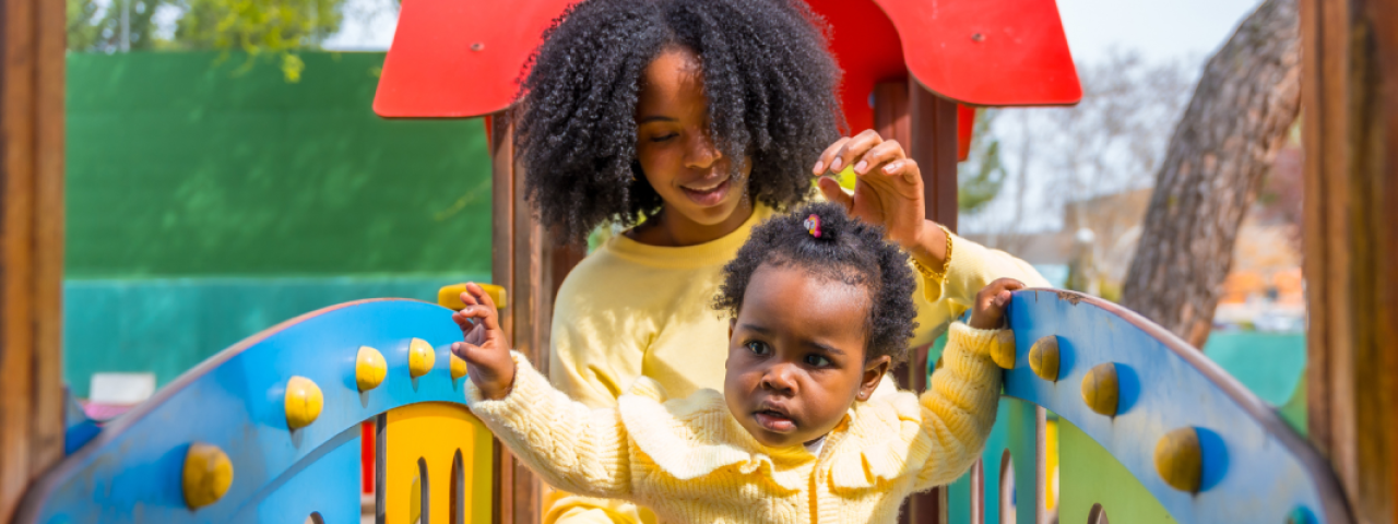 Mother and child on playground